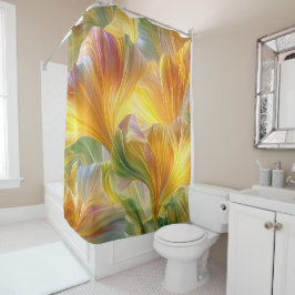 Cortina Para Box Abstract Floral Art with Yellow Petals