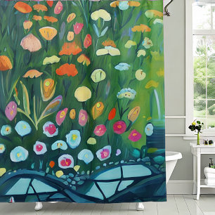 Cortina Para Box Abstract garden painting