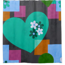 Cortina Para Box Abstract Heart Floral Art