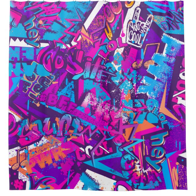 Cortina Para Box Abstract seamless graffiti words pattern. Grunge r (Frente)