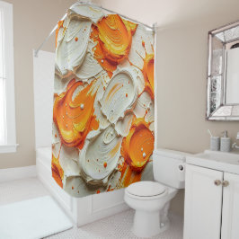 Cortina Para Box Abstract Swirling Teal and Orange Glossy Fluid Spl