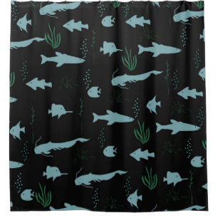 Cortina Para Box Abstract underwater pattern with fishes and seawee