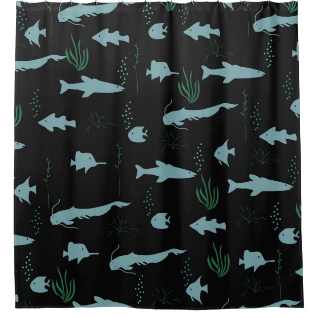 Cortina Para Box Abstract underwater pattern with fishes and seawee (Frente)
