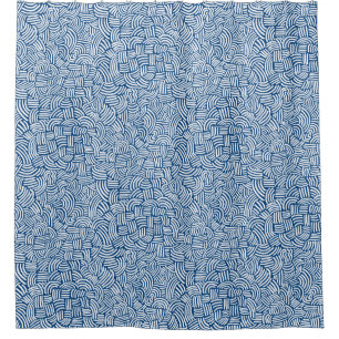 Cortina Para Box Abstrato 200923 - Branco sobre o azul Shibori