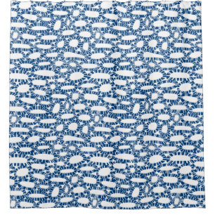 Cortina Para Box Abstrato 250923 - Azul Shibori em branco