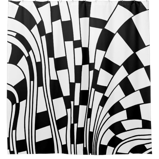 Cortina Para Box Abstrato 290417 - Preto em branco (Frente)
