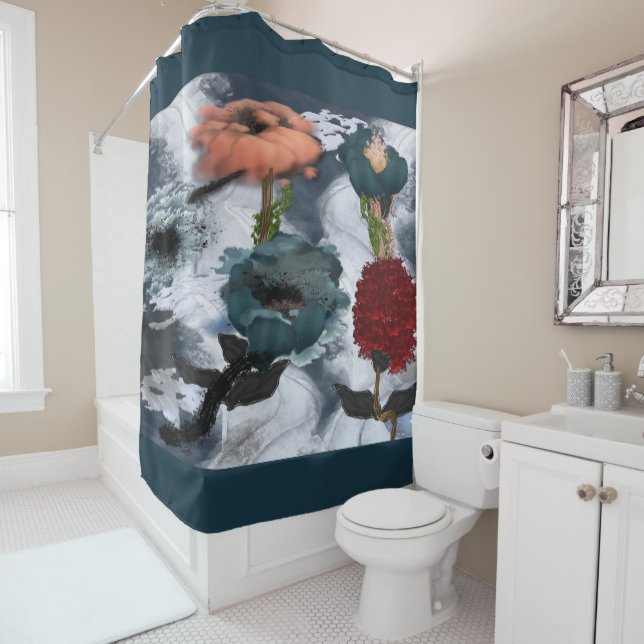 Cortina Para Box Abstrato Art Floral (In Situ)