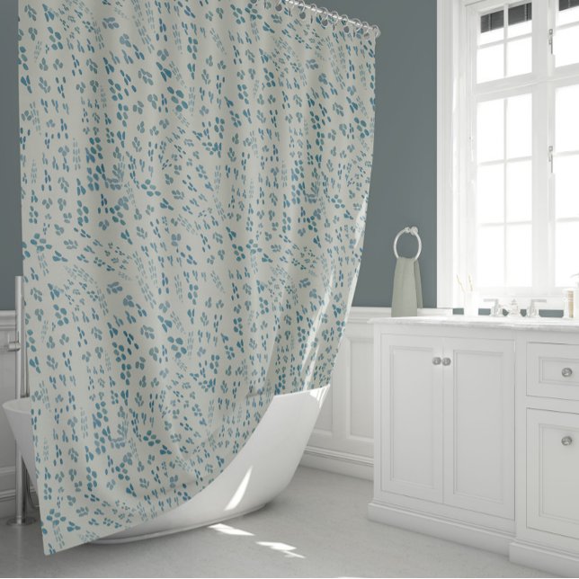 Cortina Para Box Abstrato azul pontilhado (Abstract Blue Gray-Green Dotted Shower Curtain from Studio Posies.)