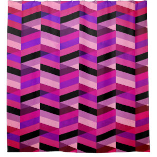 Cortina Para Box Abstrato Chevron/Herringbone   Rúpias e Violetas