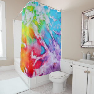 Cortina Para Box Abstrato Colorida Rainbow Watercolor Batik Tie Dye
