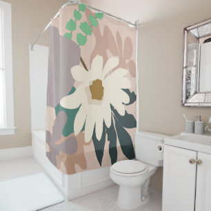 Cortina Para Box Abstrato Daisy Floral Foliage Modern Home Decor