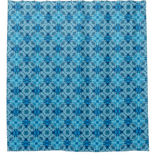 Cortina Para Box Abstrato de Aquarela Azul Denim Floral