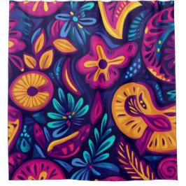 Cortina Para Box Abstrato de Boho Floral colorido 4