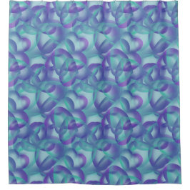 Cortina Para Box Abstrato de Corações Sobrepostos Em Padrão De Aqua