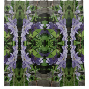 Cortina Para Box Abstrato de Espelhamento das Flores de Clematis Ro