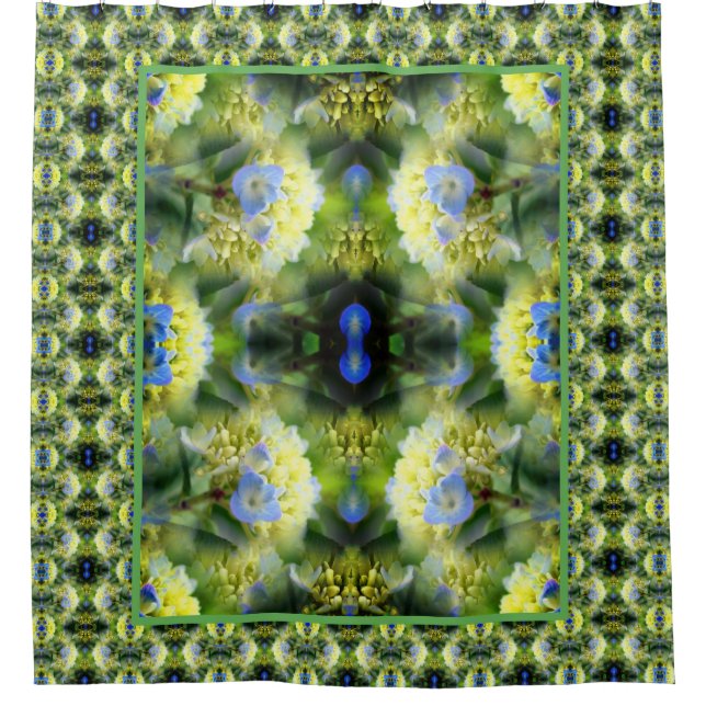 Cortina Para Box Abstrato de Flor de Hydrangea Azul (Frente)