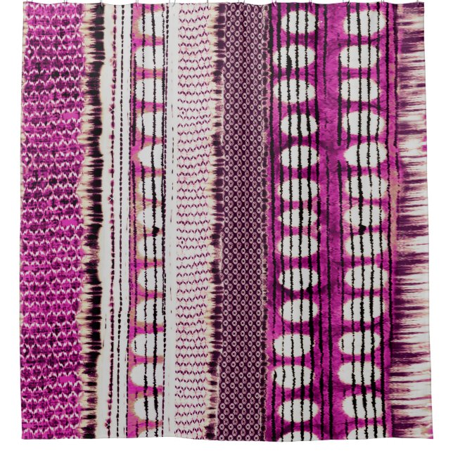 Cortina Para Box Abstrato de Fronteira Étnica de Fuchsia (Frente)