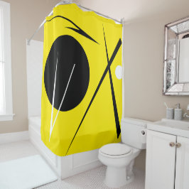Cortina Para Box Abstrato de minimalismo moderno amarelo preto bran
