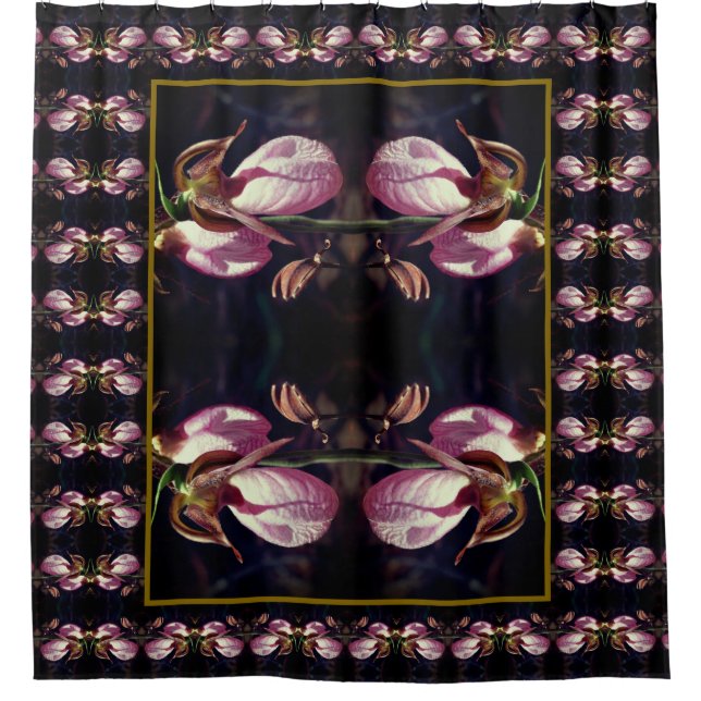 Cortina Para Box Abstrato de Orquídea de Slipper Rosa Selvagem (Frente)