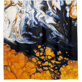 Cortina Para Box Abstrato de pintura em acrílico branco, azul e Dou