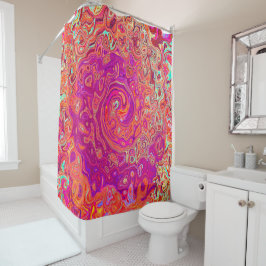 Cortina Para Box Abstrato de Retro Coral e espiral de mármore roxo