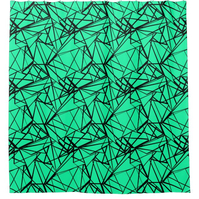 Cortina Para Box Abstrato de turquesa preto (Frente)