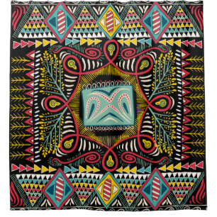 Cortina Para Box Abstrato: design de bolso quadrado.