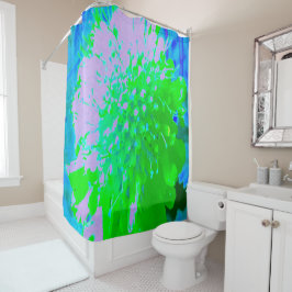 Cortina Para Box Abstrato - Flor retrógrado na Lavanda e no Verde l