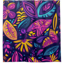 Cortina Para Box Abstrato Floral Boho colorido 10