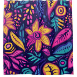 Cortina Para Box Abstrato Floral Boho colorido 13