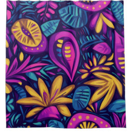 Cortina Para Box Abstrato Floral Boho colorido 14