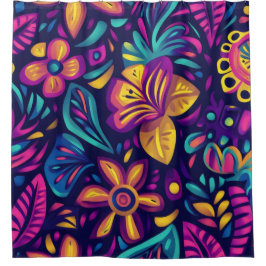 Cortina Para Box Abstrato Floral Boho colorido 18