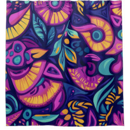 Cortina Para Box Abstrato Floral Boho colorido 20