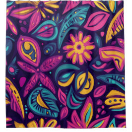 Cortina Para Box Abstrato Floral Boho colorido 6