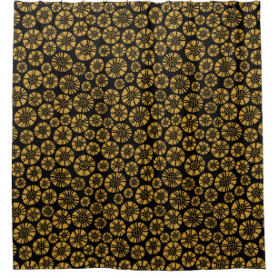 Cortina Para Box Abstrato Flores 031023 - Ouro on Black (Flores de)