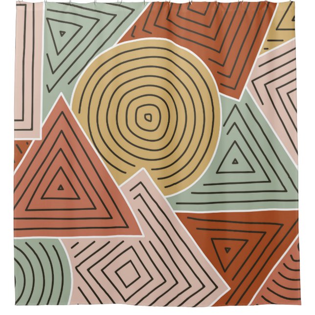 Cortina Para Box Abstrato geométrico e ilustração das linhas p (Frente)