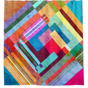 Cortina Para Box Abstrato geométrico, fundo de cores gráficas.