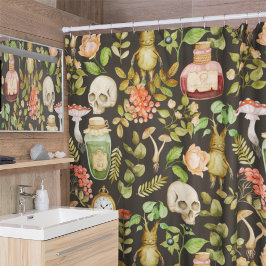 Cortina Para Box Abstrato Halloween do Flor do Cogumelo da Planta d