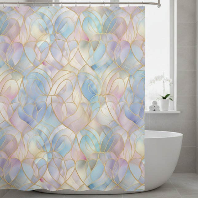 Cortina Para Box Abstrato Iridescente Elegante (modern abstract iridescent pastel shower curtain)
