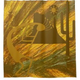 Cortina Para Box Abstrato Kokopelli com Mesa, Cactus e Sol