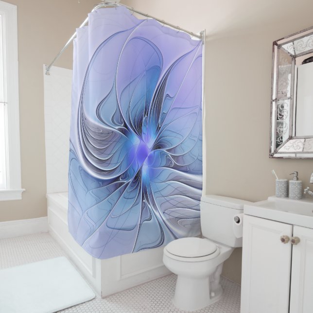 Cortina Para Box Abstrato Modern Fractal Art Lavanda Azul (In Situ)