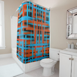 Cortina Para Box Abstrato Modern Orange Blue Bruskes