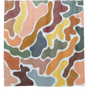 Cortina Para Box Abstrato moderno, ilustração de tons de terra.