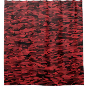 Cortina Para Box Abstrato - Padrão Vermelho Preto