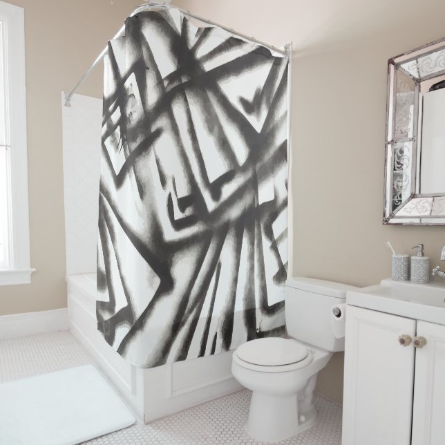 Cortina Para Box Abstrato preto e branco (In Situ)