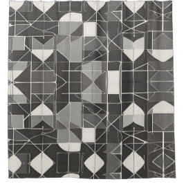 Cortina Para Box Abstrato preto e branco: Estilo minimalista