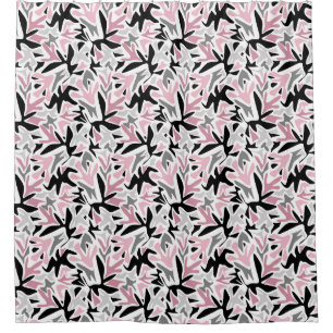 Cortina Para Box Abstrato, Preto e Rosa, Juventude, Pílula Moderna