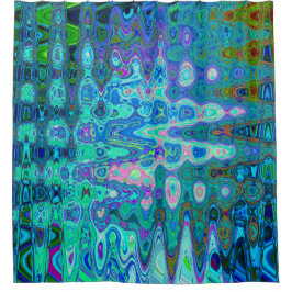 Cortina Para Box Abstrato - Retrato do Mosaico Azul ondulado Colori