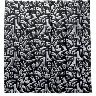 Cortina Para Box Abstrato Shapes 180318 - Shiny Silver