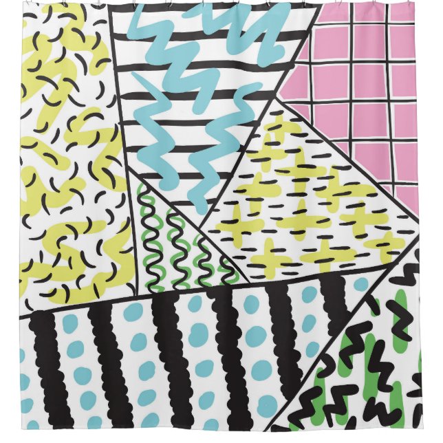 Cortina Para Box Abstrato três: Arte de fundo desenhada à mão. (Frente)